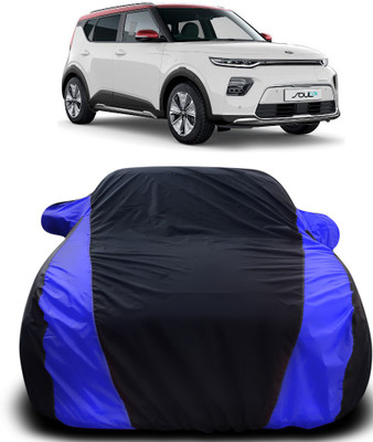 Elegance Car Cover For Kia Soul EV (With Mirror Pockets)(Black, Blue)