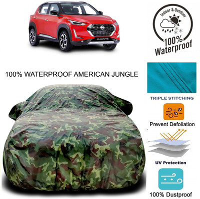 Gavya Car Cover For Nissan Magnite (With Mirror Pockets)(Brown, Green)