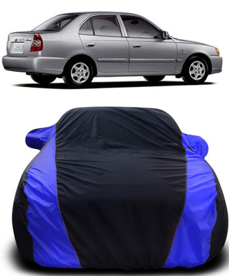 Gavya Car Cover For Hyundai Accent Viva (With Mirror Pockets)(Black, Blue)