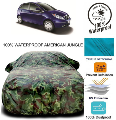 Gavya Car Cover For Tata Vista Tech (With Mirror Pockets)(Brown, Green)