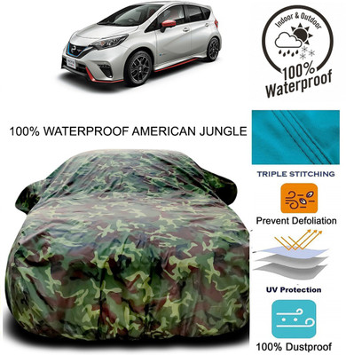 Gavya Car Cover For Nissan Note e-Power (With Mirror Pockets)(Brown, Green)