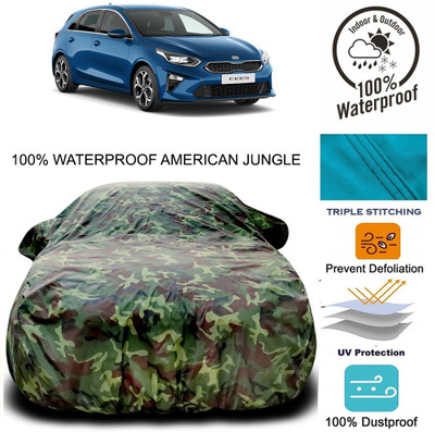 Gavya Car Cover For Kia ceed (With Mirror Pockets)(Brown, Green)