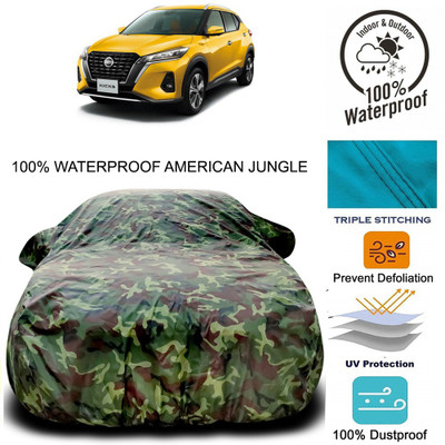 APNEK Car Cover For Nissan Kicks (With Mirror Pockets)(Brown, Green)