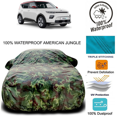 Gavya Car Cover For Kia Soul EV (With Mirror Pockets)(Brown, Green)