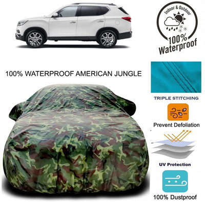 Gavya Car Cover For Mahindra XUV400 (With Mirror Pockets)(Brown, Green)