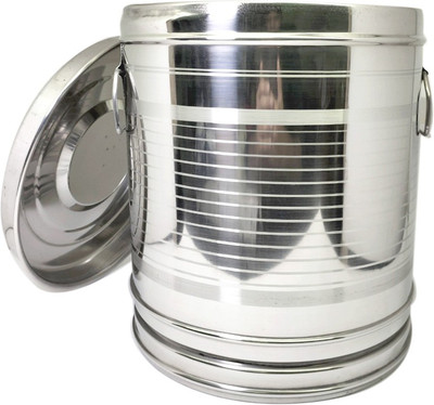 bartan hub STORAGE DRUM Stainless Steel Large Rice/Flour(Aata) Container /Storage Set of 1 (Dishwasher Safe , 10 KG , Tea , Coffee , Sugar Container ) 10 L Drum(Steel, Pack of 1)