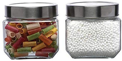 RED - RUBBY Glass Utility Container  - 600 ml(Pack of 2, Clear)