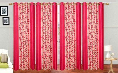 Stella Creations 275 cm (9 ft) Polyester Room Darkening Long Door Curtain (Pack Of 4)(Printed, Pink)