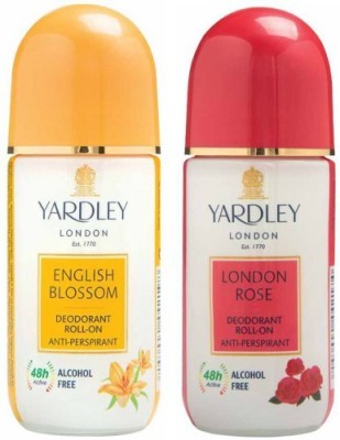 Yardley London 1 English Blossom and 1 London Rose Deodorant Roll-on - For Men & Women(Pack of 2) Deodorant Roll-on  -  For Men & Women(100 ml, Pack of 2)