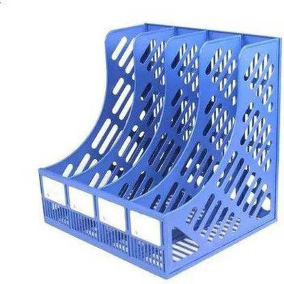 KitchExpo 4 Compartments plastic File organizer(Blue)
