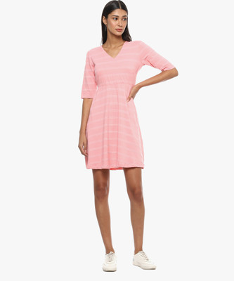 CAMPUS SUTRA Women A-line Pink Above Knee/Mid Thigh Length Dress