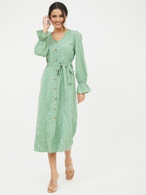 HARPA Women A-line Green Dress