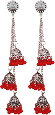 Weariton Oxidised Beautiful Kashmiri Long Chain Tassel Stylish Fancy Party Wear Ethnic Layered Jhumka Earrings Diamond, Crystal, Beads German Silver, Enamel, Plastic, Brass, Metal, Stone Jhumki Earring, Tassel Earring, Drops & Danglers Weariton Oxidised Beautiful Kashmiri Long Chain Tassel Stylish Fancy Party Wear Ethnic Layered Jhumka Earrings Diamond, Crystal, Beads German Silver, Enamel, Plastic, Brass, Metal, Stone Jhumki Earring, Tassel Earring, Drops & Danglers