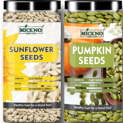 mickno organics 500g Raw Pumpkin & Sunflower Seeds Combo Pack for Eating - Protein and Fiber Rich Superfood Sunflower Seeds(500 g, Pack of 2)