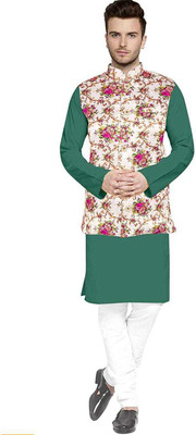 TRUST OUS Men Kurta Pyjama Ethnic Jacket Set