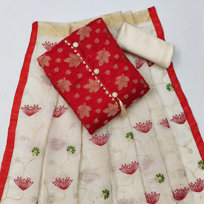 Sanila Cotton Blend Embroidered Kurta & Churidar Material