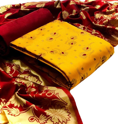 Ethnic Junction Cotton Silk Self Design Salwar Suit Material