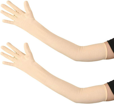 Nikhaar Cotton Arm Sleeve For Women(Free, Beige)