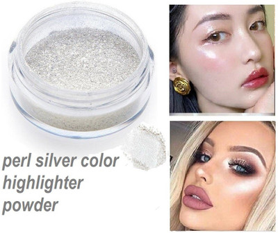 NADJA Shimmer Highlighter 3D Wave Pigment Powder Brighten Silver Color Waterproof Metallic Highlighter Powder Highlighter(SILVER)