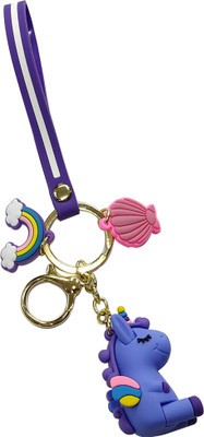 heeva creation cute Sleeping Unicorn Charm KeyChain For Unicorn Lover. Blue Key Chain