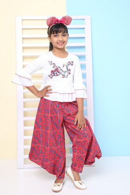 BIBA Girls Casual Kurta and Trouser Set(White Pack of 3)