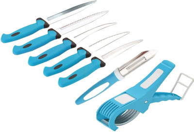 zaro international 7 Pc Plastic Knife Set (Blue) Master Chef's Kitchen Knife Combo (Set Of 7)