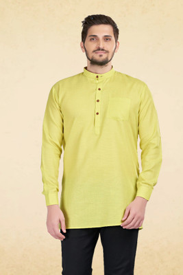 Shiwam Ethnix Men Solid Straight Kurta(Light Green)