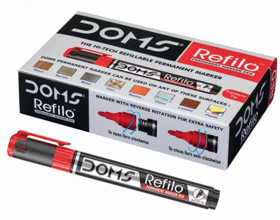 DOMS Refilo Permanent Marker(Set of 10, Red)