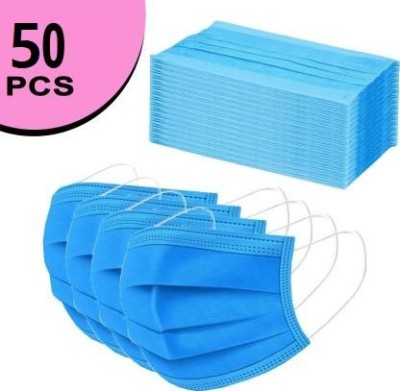 MV choice 3Ply Non-Woven 70 GSM Ultrasonic 50 PCS Certified Disposable Pharmaceutical Breathable Surgical Anti-Pollution & Anti Dust Face Mask Reusable Surgical Mask(Blue, M, Pack of 50, 3 Ply)