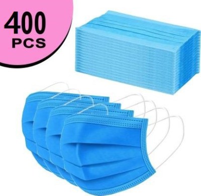 MV choice 3Ply Non-Woven 70 GSM Ultrasonic 400 PCS Certified Disposable Pharmaceutical Breathable Surgical Anti-Pollution & Anti Dust Face Mask Reusable Surgical Mask(Blue, M, Pack of 400, 3 Ply)