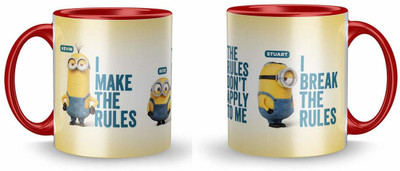 ADRON I Make The Rules And I Break The Rules Printed Triple Tone Red Coffe Ceramic Coffee Mug(330 ml, Pack of 2)