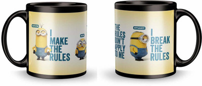 ADRON I Make The Rules And I Break The Rules Printed Black Coffe Ceramic Coffee Mug(330 ml, Pack of 2)