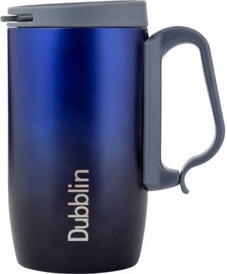 DUBBLIN Casa Unbreakable Double Wall Insulated with Handle and Lid, Wide Mouth Keeps Hot &amp; Cold, Blue Stainless Steel Coffee Mug  (320 ml)