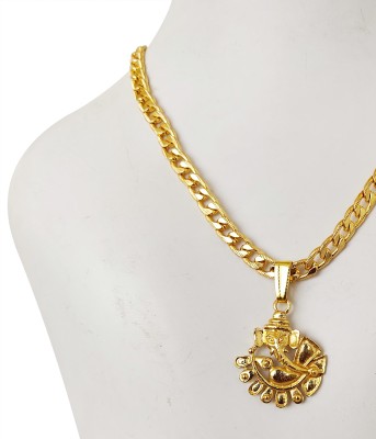 Duepio Most Popular Design Ganesha- Pendant With Golden Chain(20-22inch) Gold-plated Alloy Pendant