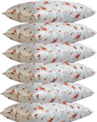 Changers Printed Polyester Fibre Floral Sleeping Pillow Pack of 6(Orange)
