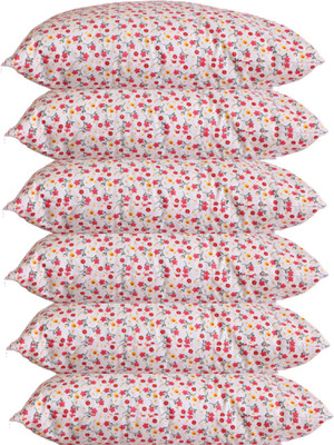 GKM Printed Polyester Fibre Floral Sleeping Pillow Pack of 6(Multicolor)
