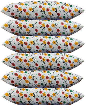 GKM Printed Polyester Fibre Floral Sleeping Pillow Pack of 6(Multicolor)