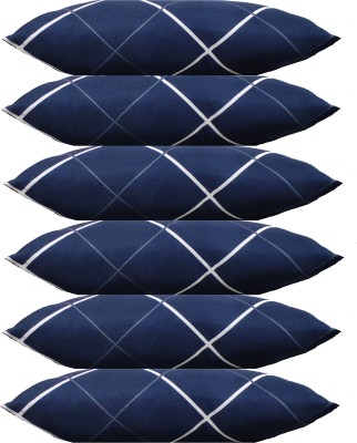 GKM Printed Polyester Fibre Abstract Sleeping Pillow Pack of 6(Blue)