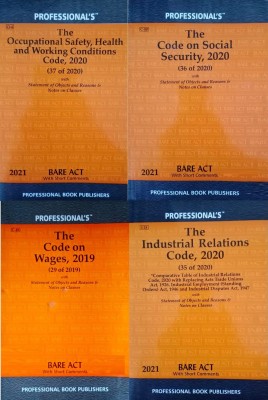 New Labour Code Bare Acts Combo- Includes Code On Social Security, 2020, Industrial Relations Code, 2020, Code On Wages Act, 2019 And Occupational Safety, Health And Working Conditions Code, 2020(Paperback, Professional Book Publishers)