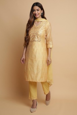 BIBA Woven Kurta, Trouser/Pant & Dupatta Set