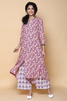 BIBA Printed Kurta, Palazzo & Dupatta Set