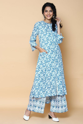 BIBA Printed Kurta, Palazzo & Dupatta Set