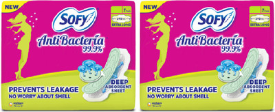 SOFY AntiBacteria Extra Long 7+7 Sanitary Pad(Pack of 2)