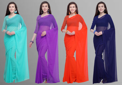 Anand Sarees Printed Daily Wear Chiffon Saree(Pack of 4, Multicolor)