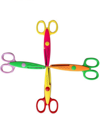 Giftshub Set of 4 Art and Craft zigzag Scissors Scissors(Set of 4, Multicolor)