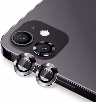 ICREATOR Camera Lens Protector for Apple Iphone 12 mini , Pack Of 2 Camera Lance Tempered Glass Protector , Aluminium Alloy Metal Ring Anti-Scratch Bubble-Free-BLACK(Pack of 2)