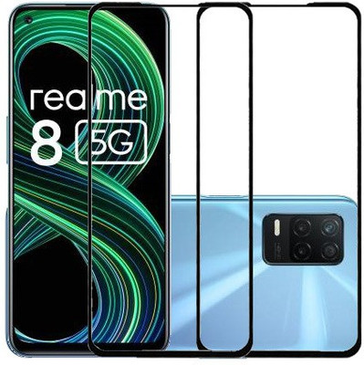 HOBBYTRONICS Edge To Edge Tempered Glass for Realme 8 5G(Pack of 2)