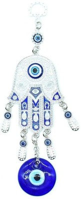 Dalvkot Hamsa Hand Evil Eye Nazar Suraksha Wall Hanging for Good Luck Prosperity & Success Decorative Showpiece  -  24 cm(Crystal, Blue, Silver)