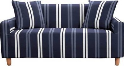 HOUSE OF QUIRK Polyester Striped Sofa Cover(Blue Pack of 1)