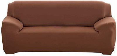 HOUSE OF QUIRK Polyester Plain 3 Seater Sofa Cover(Brown Pack of 1)